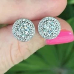 Iris & Rainbow Boutique #L780 Cubic Zirconia Halo Stud Earrings New Arrivals