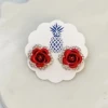 Iris & Rainbow Boutique New Arrivals #L781 Rose Pave Stud Earrings (Red)