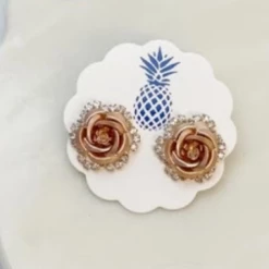 Iris & Rainbow Boutique #L782 Rose Pave Stud Earrings (Rose)