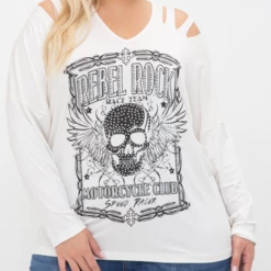 Iris & Rainbow Boutique #L914 Rebel Rock Top (Off White)