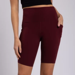 Iris & Rainbow Boutique New Arrivals #M421 Goals Set Biker Shorts (Burgundy)