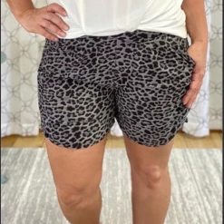 Iris & Rainbow Boutique #M422 Sassy Leopard Harem Shorts (Grey)