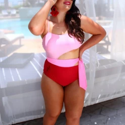 Iris & Rainbow Boutique #M518 Under The Sun Swimsuit (Pink/Red) New Arrivals