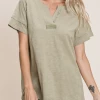 Iris & Rainbow Boutique #N89 Well Done Cotton Top OLIVE 62927