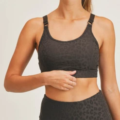 Iris & Rainbow Boutique New Arrivals #M572 Sexy Leopard Jacquard Bralette (Black)