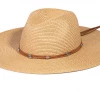 Iris & Rainbow Boutique New Arrivals #M604 Beaded Leather Band Fedora Hat (Tan)
