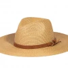 Iris & Rainbow Boutique #M606 Faux Leather Belt Straw Fedora Hat (Tan) New Arrivals