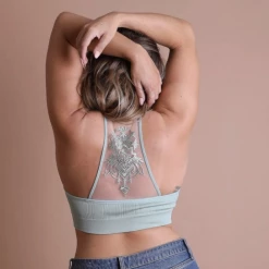 Iris & Rainbow Boutique #M744 Tattoo Mesh Racerback Bralette New Arrivals