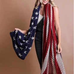 Iris & Rainbow Boutique #M750 Knit American Flag Blanket Scarf New Arrivals