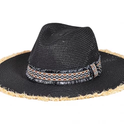Iris & Rainbow Boutique New Arrivals #M919 Boho Tribal Stripe Straw Fringe Hat