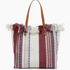 Iris & Rainbow Boutique #M2091STRP(NRS) Madison Handwoven Striped Tote New Arrivals