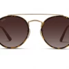 Wear Me Pro RET001-GLDBRW - Ariel - Double Bridge Round Polarized Retro Frame Sunglasses