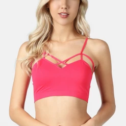 Iris & Rainbow Boutique #M396 Seamless Criss Cross Bralette (Pink) New Arrivals