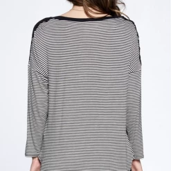 Boutique Simplified Hearts & Lace Striped Long Sleeve Tee New Arrivals