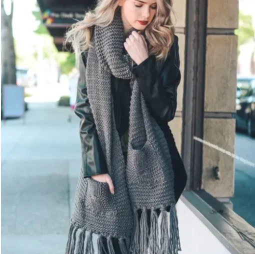 Iris & Rainbow Boutique New Arrivals #D46 Cozy Oversized Pocket Scarf