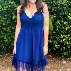 Boutique Simplified Tooling In Floral All In One Dress In Navy