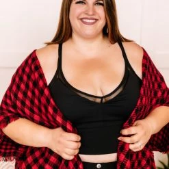 No Ship Drop Ship Double Down Black & Red Plaid Kimono 22 No Ship Drop Ship Double Down Black & Red Plaid Kimono