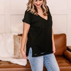 No Ship Drop Ship Holes In Your Story Top In Black New Arrivals