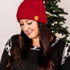 No Ship Drop Ship You Hat Me At Hello In Red Cable Knit New Arrivals