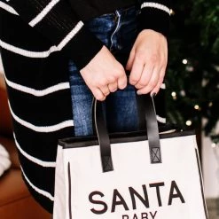 No Ship Drop Ship New Arrivals Santa Baby Canvas Tote