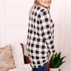 No Ship Drop Ship New Arrivals Across The Board Dress In Black + Ivory Checks