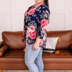 No Ship Drop Ship Becomes The Rose Navy Floral Gabby Top New Arrivals