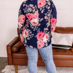 No Ship Drop Ship Becomes The Rose Navy Floral Gabby Top New Arrivals