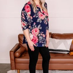No Ship Drop Ship Becomes The Rose Navy Floral Gabby Top New Arrivals