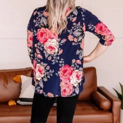 No Ship Drop Ship Becomes The Rose Navy Floral Gabby Top New Arrivals