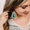 No Ship Drop Ship New Arrivals Drop A Hint Wooden Earrings In Thyme