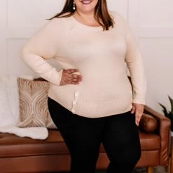 No Ship Drop Ship Take A Knit Sweater With Button Detail In Cream