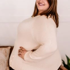 No Ship Drop Ship Take A Knit Sweater With Button Detail In Cream