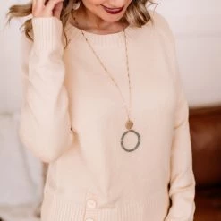 No Ship Drop Ship Take A Knit Sweater With Button Detail In Cream