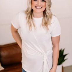 No Ship Drop Ship In A Bind Twist Front Top In Cream New Arrivals