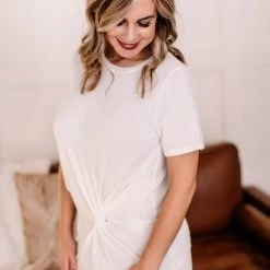 No Ship Drop Ship In A Bind Twist Front Top In Cream New Arrivals