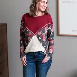 No Ship Drop Ship New Arrivals Always Have An Angle Burgundy Floral Top