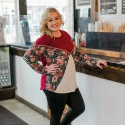 No Ship Drop Ship New Arrivals Always Have An Angle Burgundy Floral Top