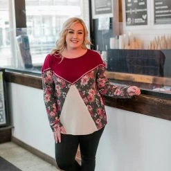 No Ship Drop Ship New Arrivals Always Have An Angle Burgundy Floral Top