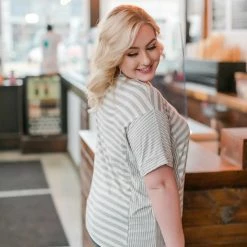 No Ship Drop Ship New Arrivals Get It Together Gray Striped Top