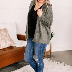 No Ship Drop Ship New Arrivals Stay With Me Feather Cardigan In Olive