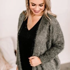 No Ship Drop Ship New Arrivals Stay With Me Feather Cardigan In Olive