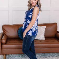 No Ship Drop Ship New Arrivals Set A Different Tone Blue Floral Tank Top 17 No Ship Drop Ship New Arrivals Set A Different Tone Blue Floral Tank Top