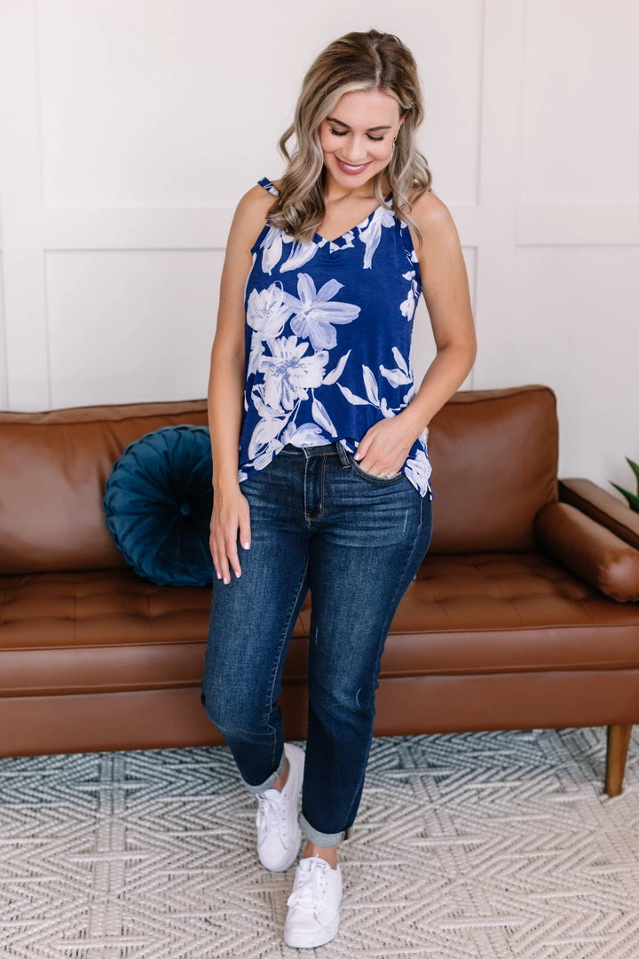 No Ship Drop Ship New Arrivals Set A Different Tone Blue Floral Tank Top 6 No Ship Drop Ship New Arrivals Set A Different Tone Blue Floral Tank Top