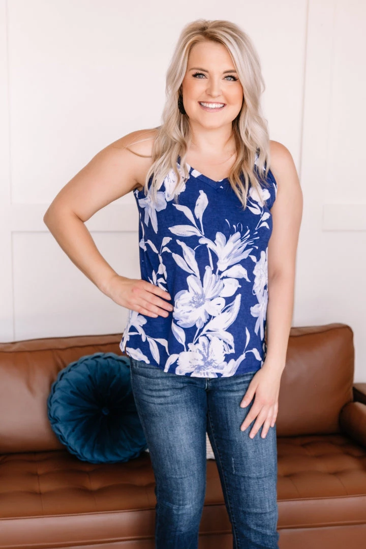 No Ship Drop Ship New Arrivals Set A Different Tone Blue Floral Tank Top 8 No Ship Drop Ship New Arrivals Set A Different Tone Blue Floral Tank Top