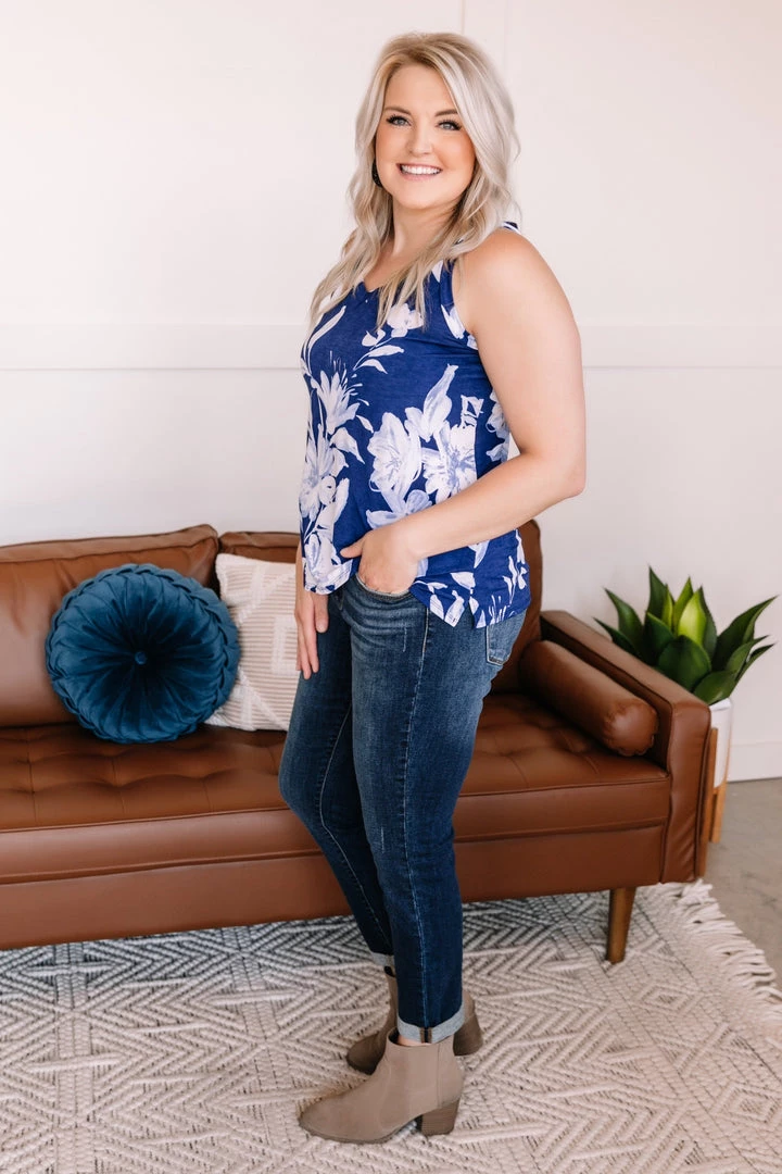 No Ship Drop Ship New Arrivals Set A Different Tone Blue Floral Tank Top 9 No Ship Drop Ship New Arrivals Set A Different Tone Blue Floral Tank Top