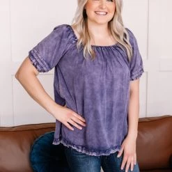 No Ship Drop Ship New Arrivals You've Been Tagged Purple Mineral Wash Top