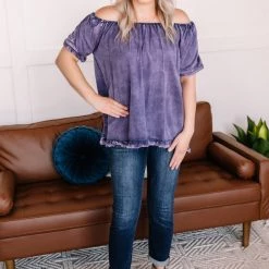No Ship Drop Ship New Arrivals You've Been Tagged Purple Mineral Wash Top