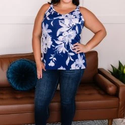 No Ship Drop Ship New Arrivals Set A Different Tone Blue Floral Tank Top 22 No Ship Drop Ship New Arrivals Set A Different Tone Blue Floral Tank Top