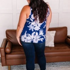 No Ship Drop Ship New Arrivals Set A Different Tone Blue Floral Tank Top 24 No Ship Drop Ship New Arrivals Set A Different Tone Blue Floral Tank Top