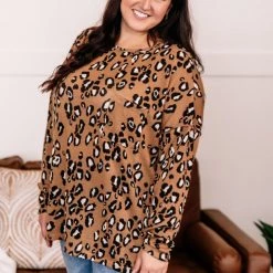 No Ship Drop Ship When You Know, You Know Mocha Leopard Knit Top